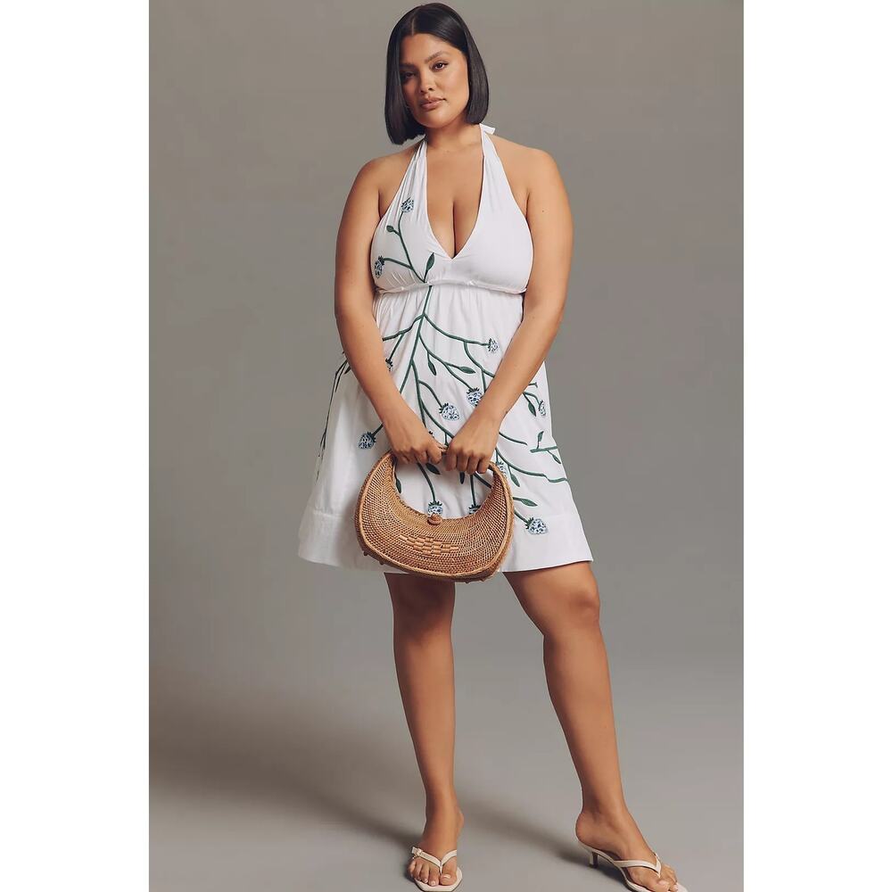 NWT Anthropologie Maeve Cotton Sleeveless V-Neck Mini Babydoll Dress $188 Sz 2X - Picture 3 of 6